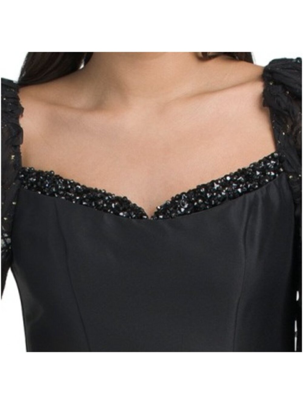 BADGLEY MISCHKA Embroidered Lace Puff Sleeve Mermaid Gown - Picture 5 of 7
